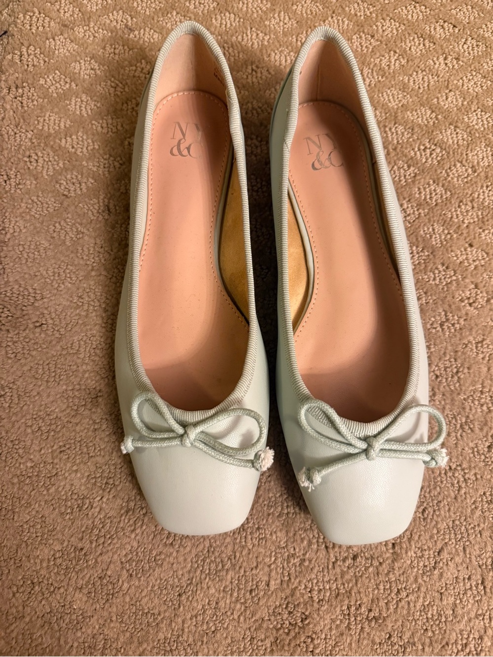 New York & Company Women's Light mint  Bow Ballet Flats